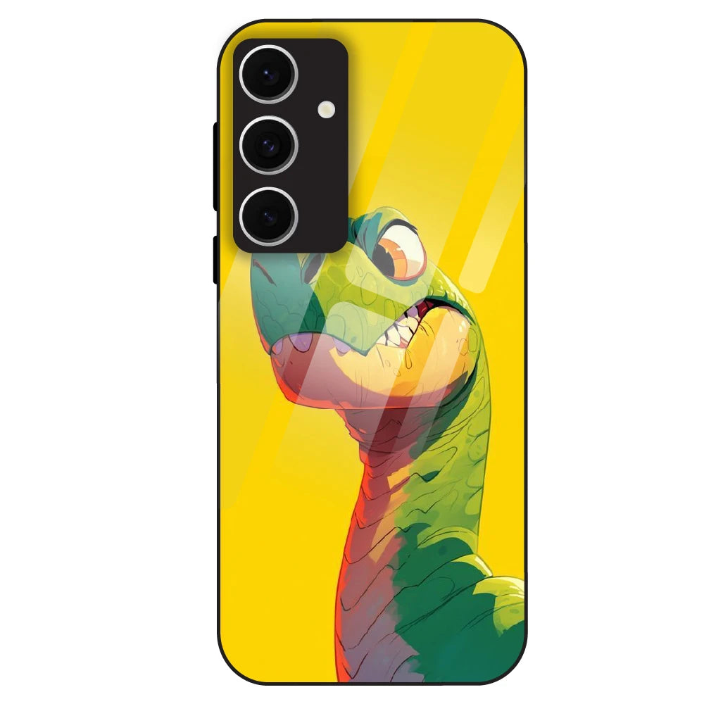 Cute Dino Popt - Glass Case For Samsung Galaxy S24 FE