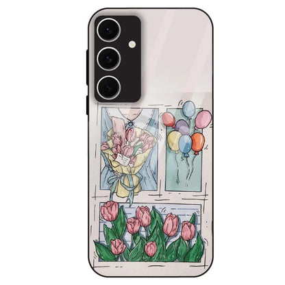 Tulip Aesthetic Sketch - Glass Case For Samsung Galaxy S24 FE