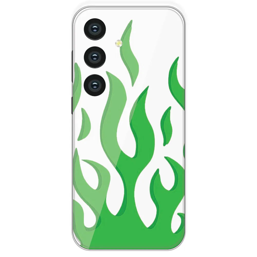 White Aesthetic Flame - Clear Printed Silicone Case For Samsung Galaxy S24
