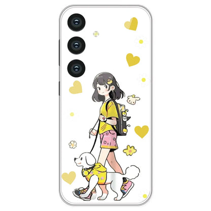 Yellow Girl And Dog - Clear Printed Silicone Case For Samsung Galaxy S24