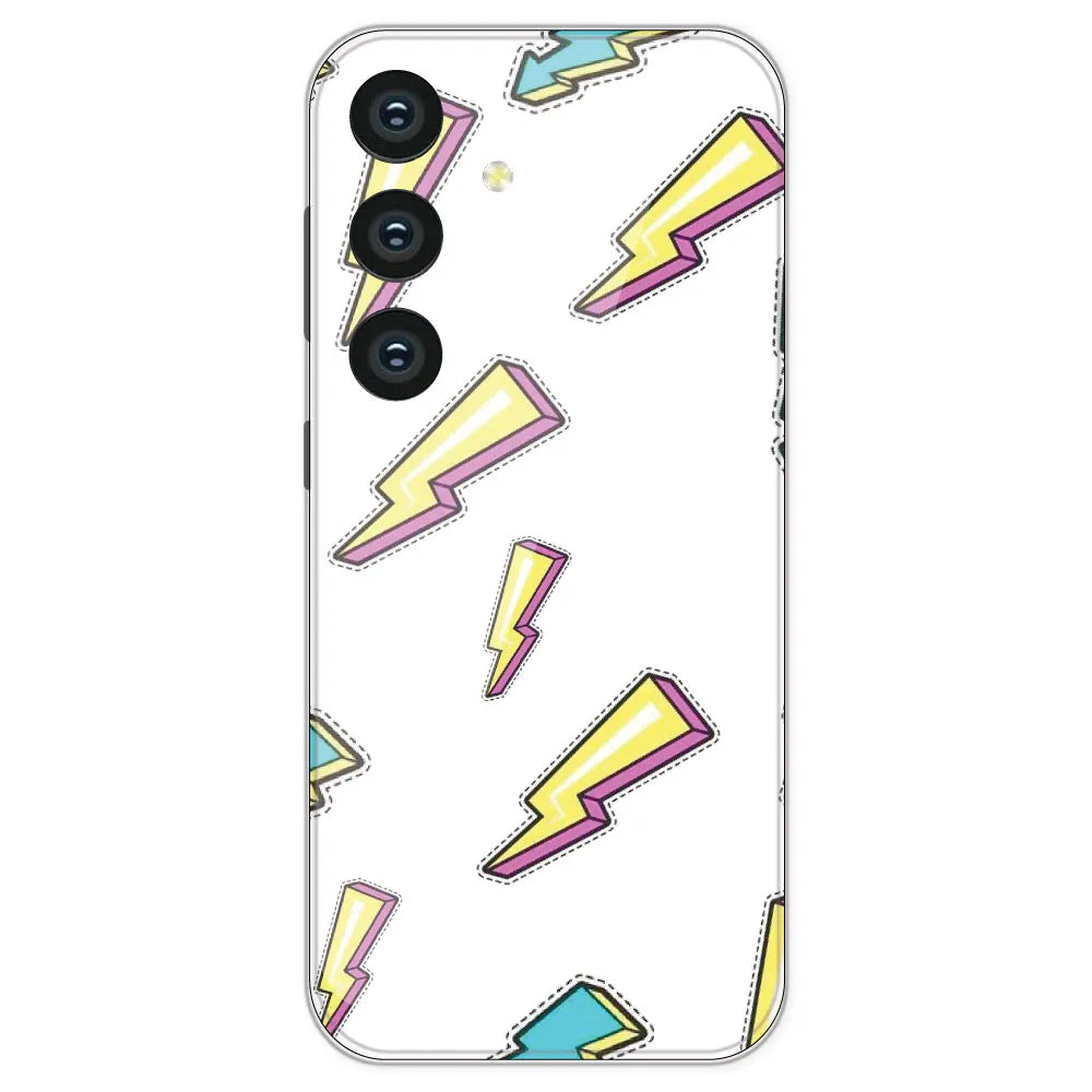 Lighting Bolts - Clear Printed Silicone Case For Samsung Galaxy S24