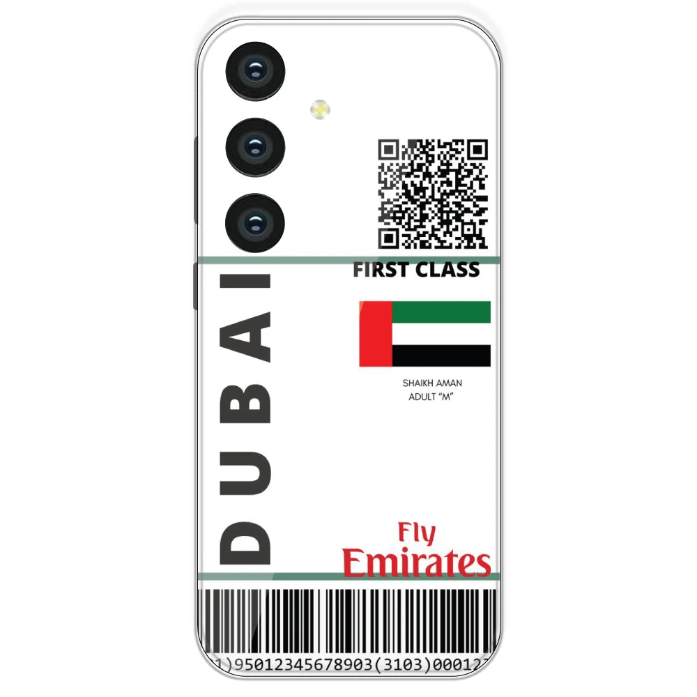 Dubai Ticket - Clear Printed Silicone Case For Samsung Galaxy S24