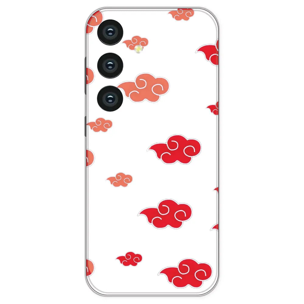 Red Clouds - Clear Printed Silicone Case For Samsung Galaxy S24