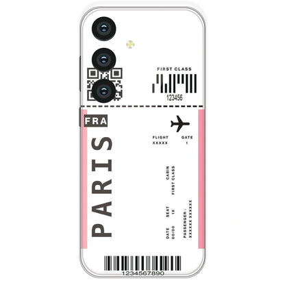 Paris Ticket - Clear Printed Silicone Case For Samsung Galaxy S24