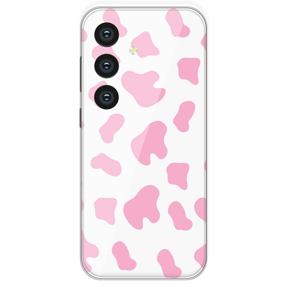 Pink Cow Print - Clear Printed Silicone Case For Samsung Galaxy S24