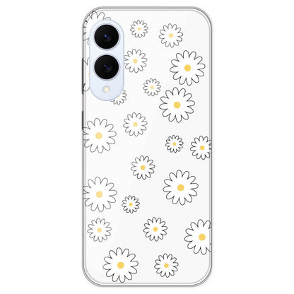 White Flowers - Clear Printed Silicone Case For Samsung Galaxy S25 Edge