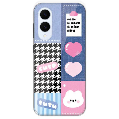 Cute Pink Bear Collage - Printed Silicone Case For Samsung Models