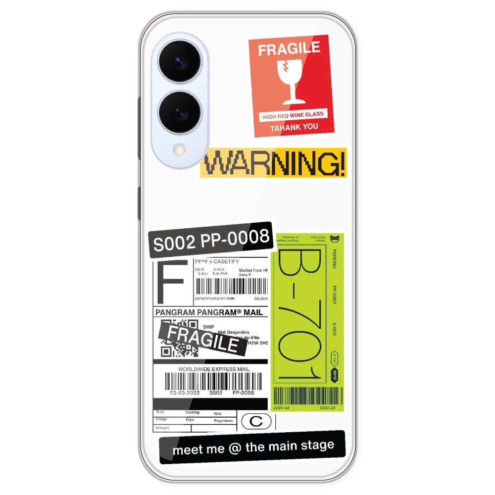 Fragile Labels - Clear Printed Silicone Case For Samsung Galaxy S25 Edge