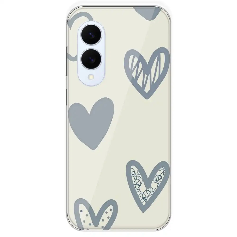 Light Blue Hearts - Printed Silicone Case For Samsung Galaxy S25 Edge