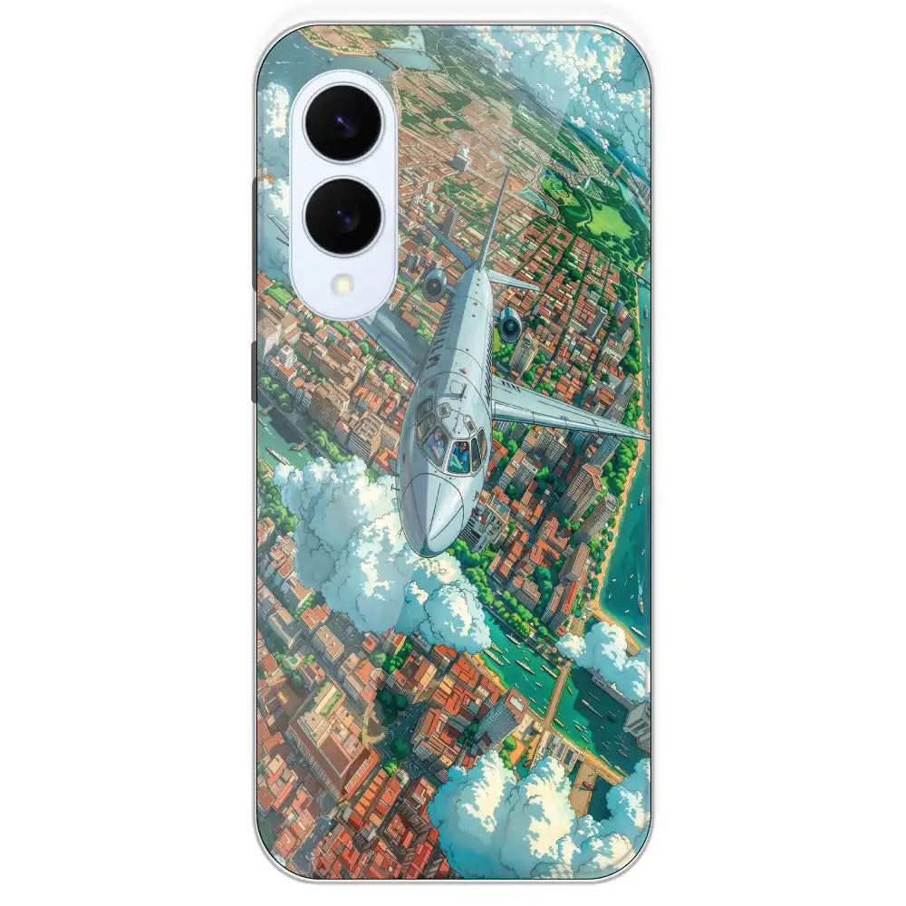 Flying Over City - Printed Silicone Case For Samsung Galaxy S25 Edge