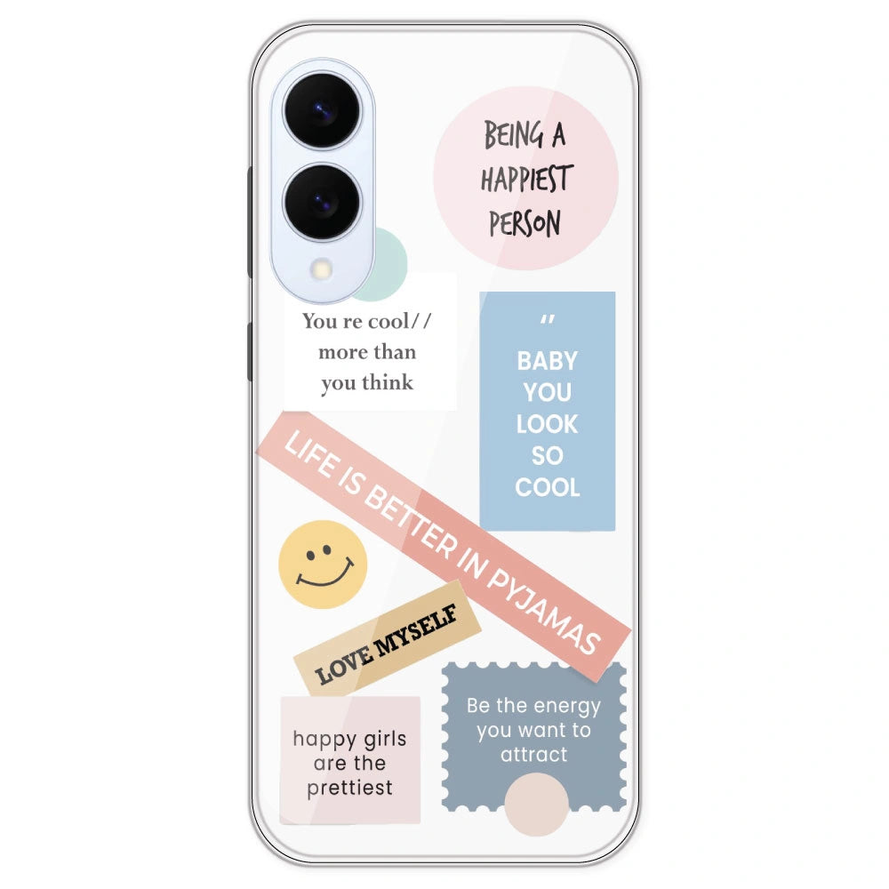 Be Happy - Clear Printed Silicone Case For Samsung Galaxy S25 Edge