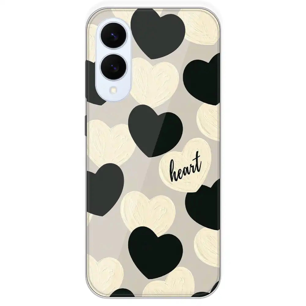 Black And White Heart - Printed Silicone Case For Samsung Galaxy S25 Edge
