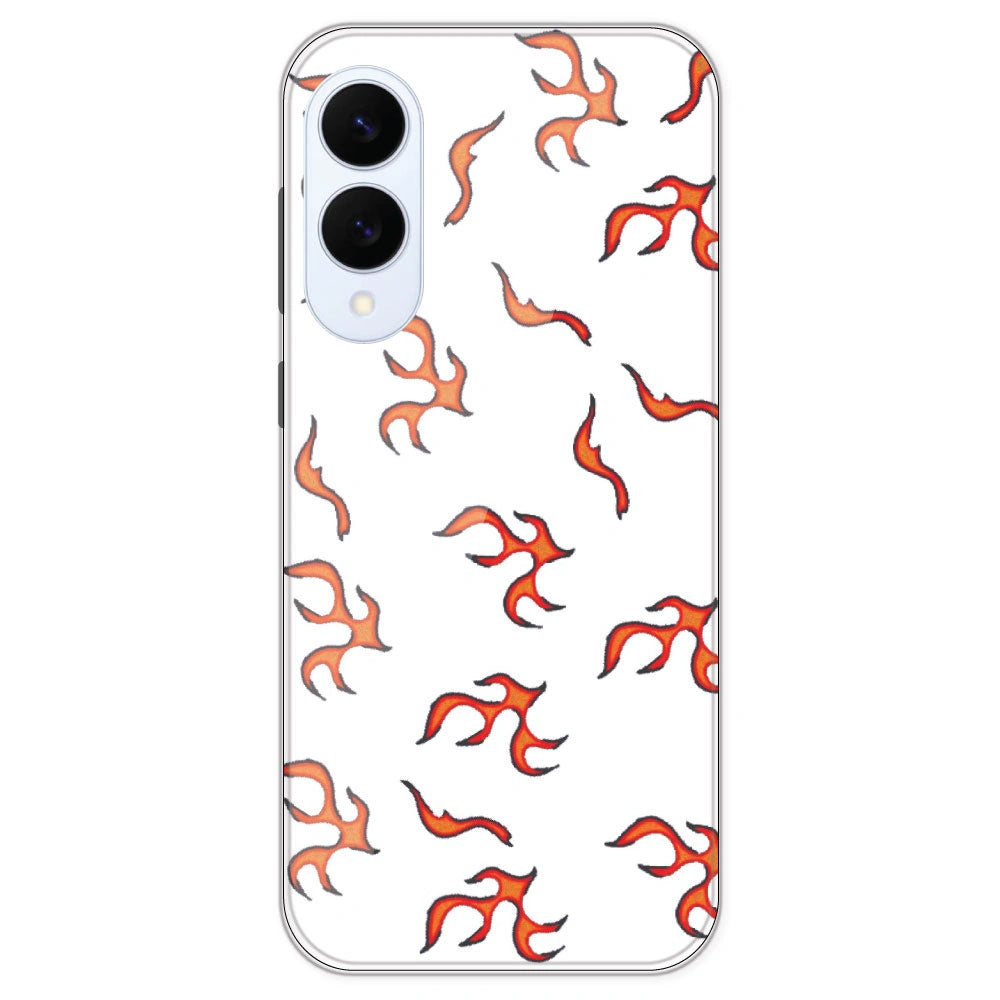Orange Mini Flames - Clear Printed Silicone Case For Samsung Galaxy S25 Edge