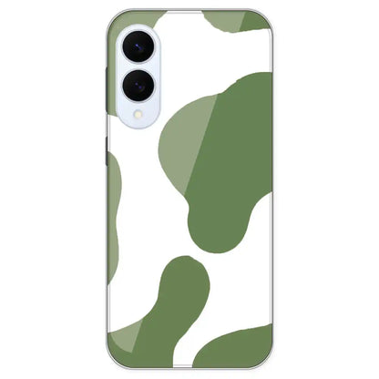 Olive Green Cow Print - Clear Printed Silicone Case For Samsung Galaxy S25 Edge