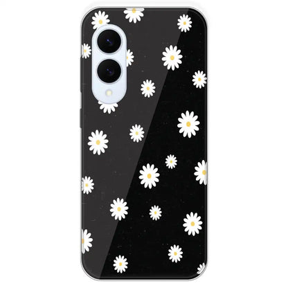 White And Black Flower - Printed Silicone Case For Samsung Galaxy S25 Edge