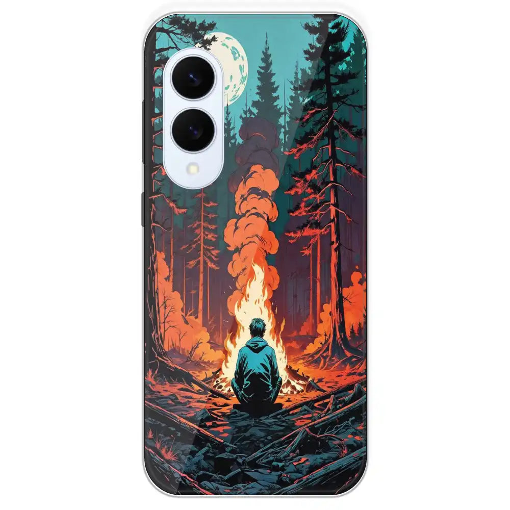 Boy With Camp Fire - Printed Silicone Case For Samsung Galaxy S25 Edge