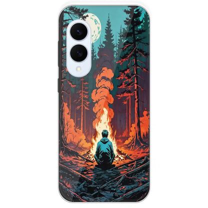 Boy With Camp Fire - Printed Silicone Case For Samsung Galaxy S25 Edge