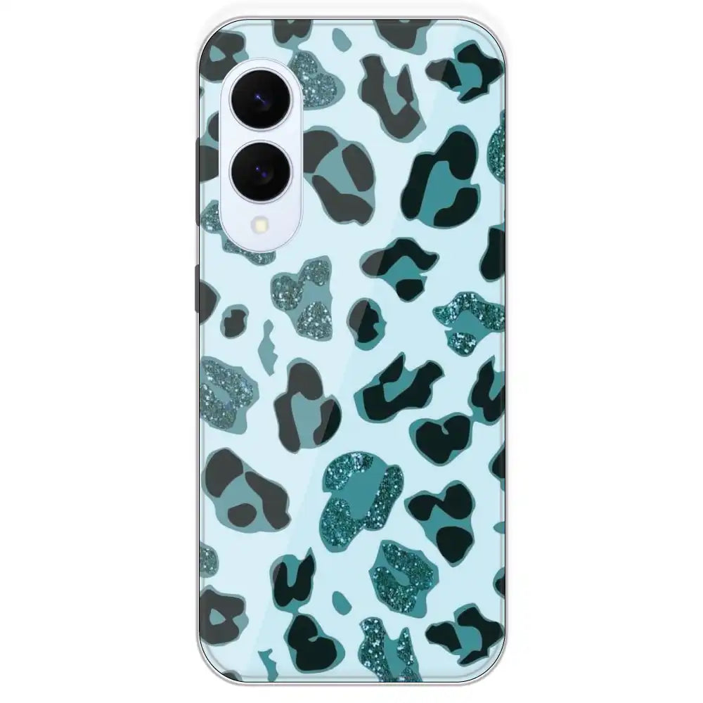 Blue Leopard Glitter Print - Printed Silicone Case For Samsung Galaxy S25 Edge