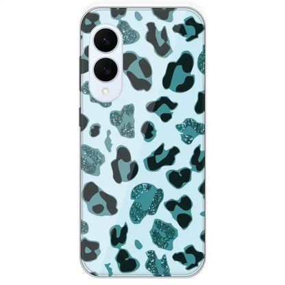 Blue Leopard Glitter Print - Printed Silicone Case For Samsung Galaxy S25 Edge