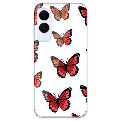 Red Butterfly - Clear Printed Silicone Case For Samsung Galaxy S25 Egde