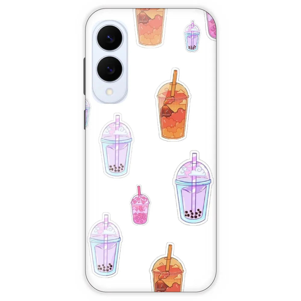 Bubble Tea - Clear Printed Silicone Case For Samsung Galaxy S25 Edge