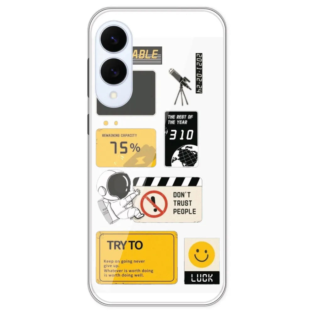 Space - Clear Printed Silicone Case For Samsung Galaxy S25 Edge