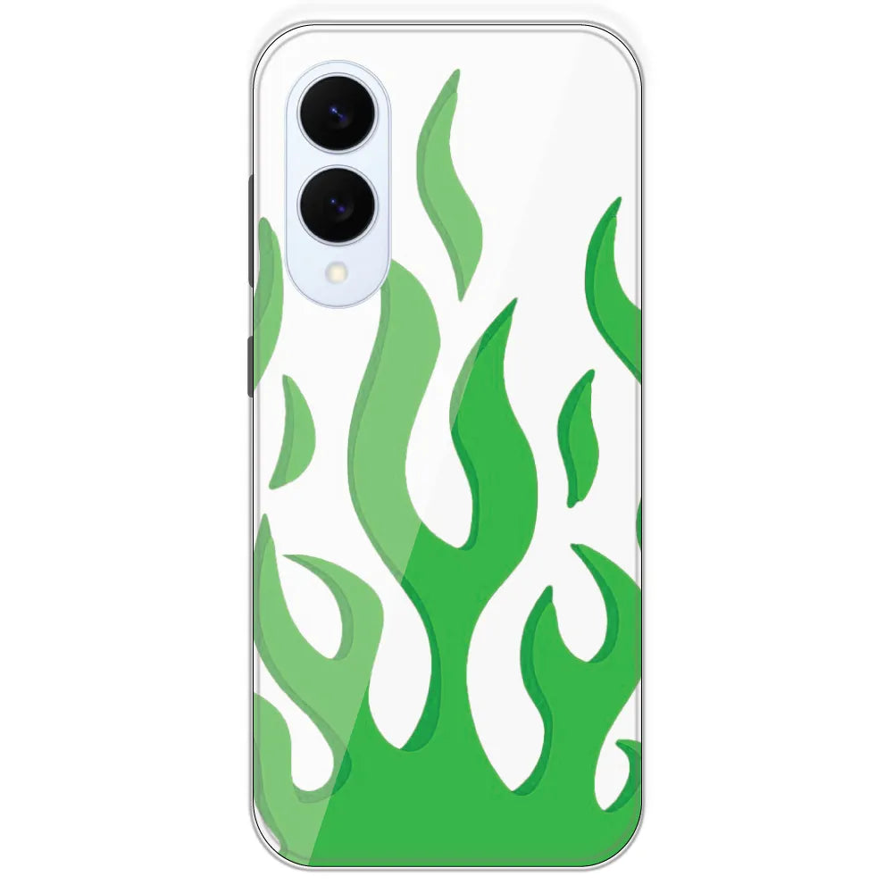 White Aesthetic Flame - Clear Printed Silicone Case For Samsung Galaxy S25 Edge