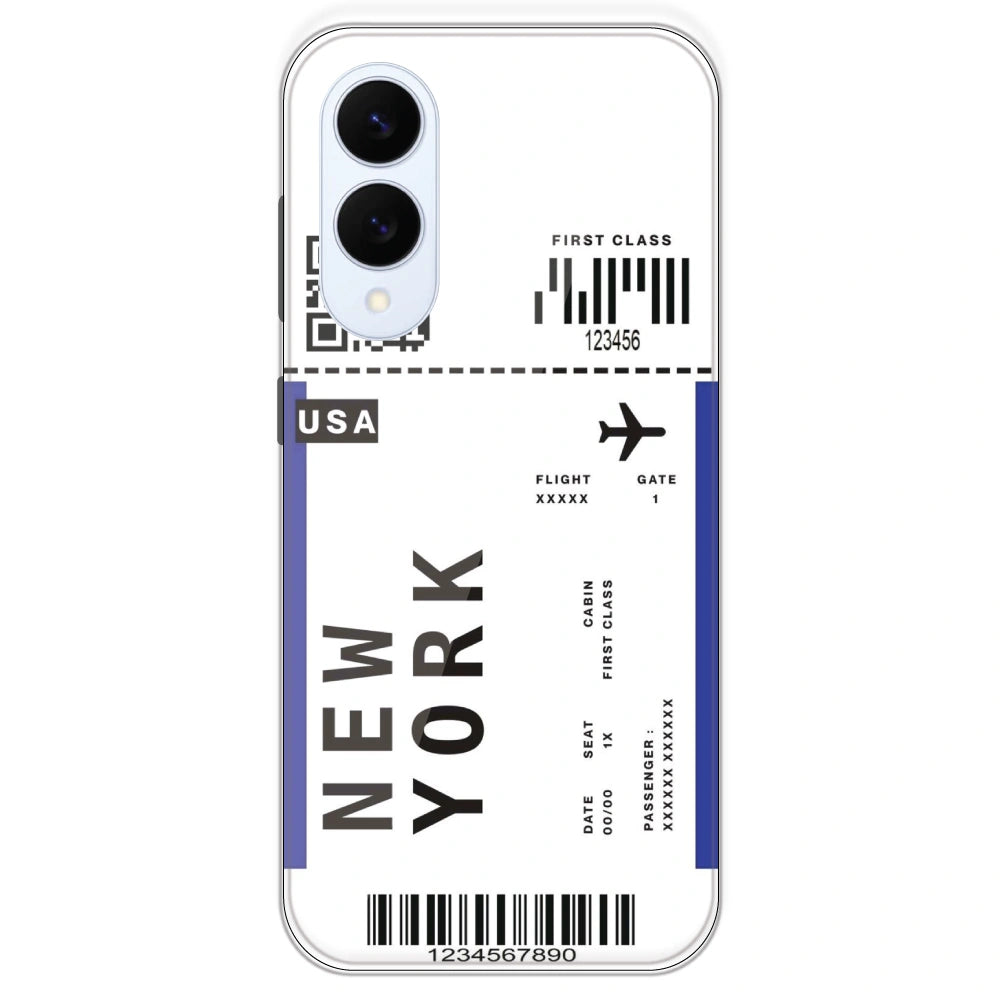 New York Ticket - Clear Printed Silicone Case For Samsung Galaxy S25 Edge