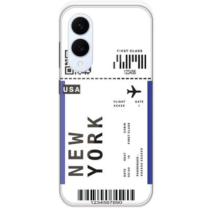 New York Ticket - Clear Printed Silicone Case For Samsung Galaxy S25 Edge