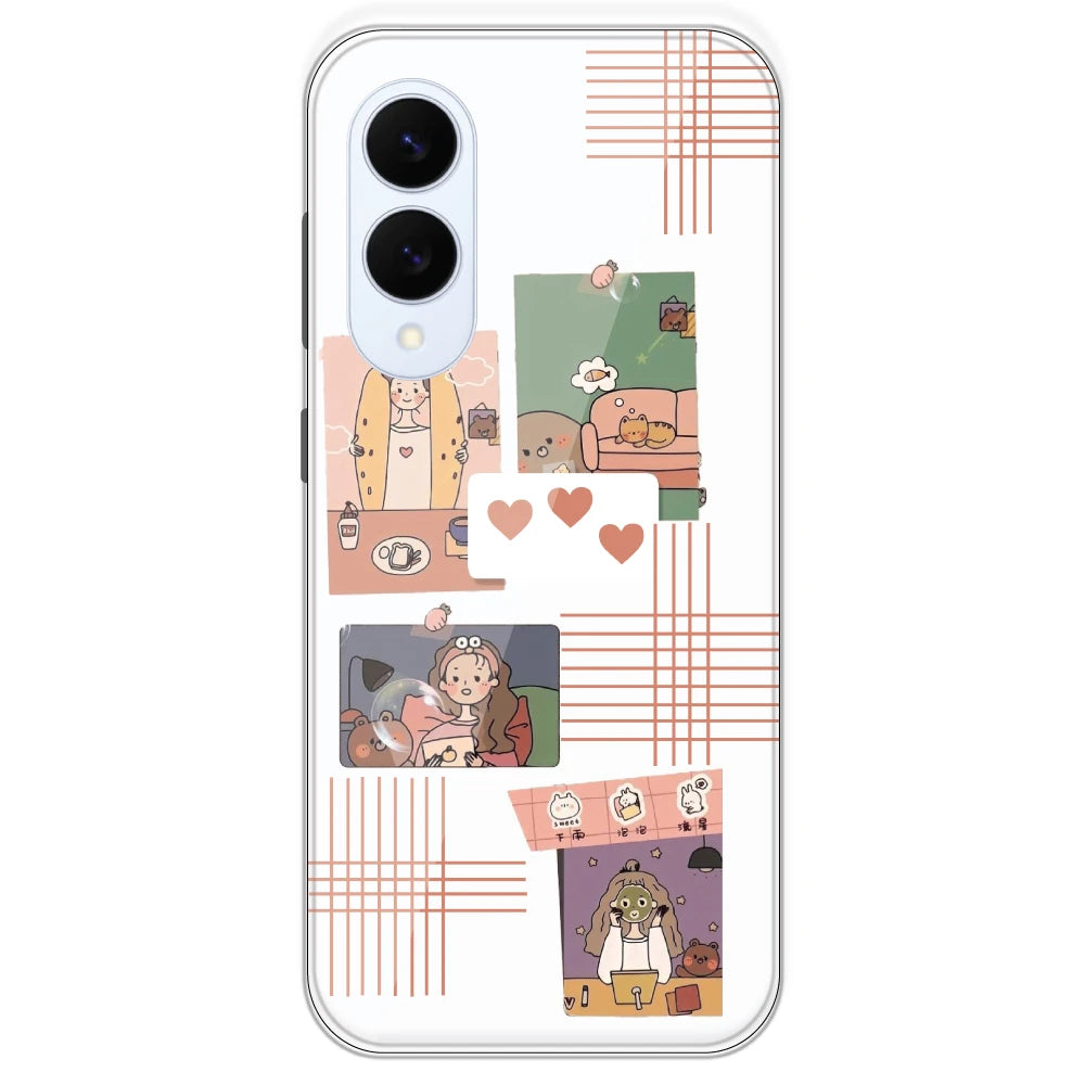 Cute Girl Collage - Clear Printed Silicone Case For Samsung Galaxy S25 Edge