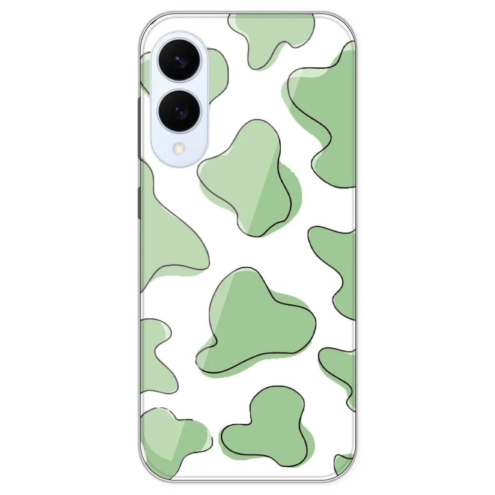 Green Cow Print - Clear Printed Silicone Case For Samsung Galaxy S25 Edge