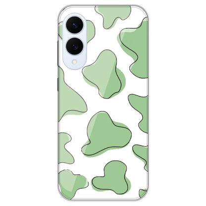 Green Cow Print - Clear Printed Silicone Case For Samsung Galaxy S25 Edge