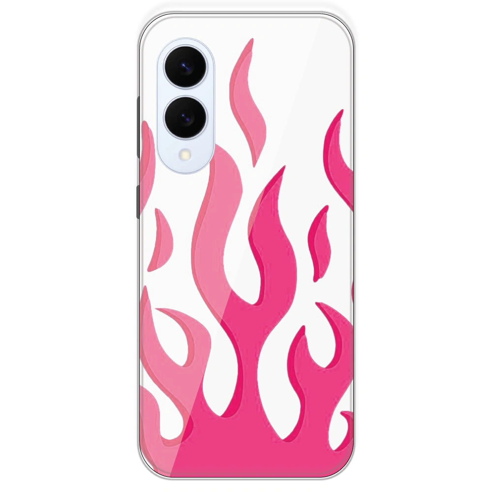 Pink Flames - Clear Printed Silicone Case For Samsung Galaxy S25 Edge
