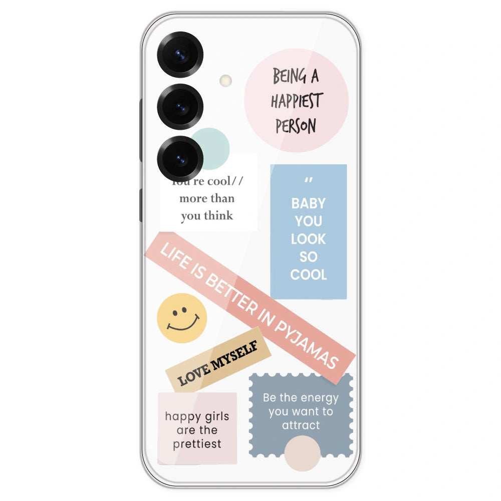 Be Happy - Clear Printed Silicone Case For Samsung Galaxy S25 Plus