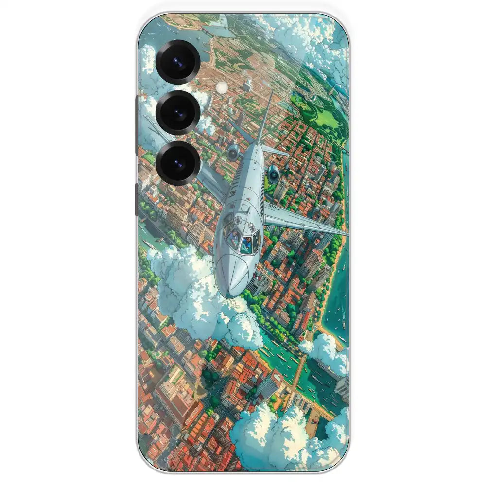 Flying Over City - Printed Silicone Case For Samsung Galaxy S25 Plus