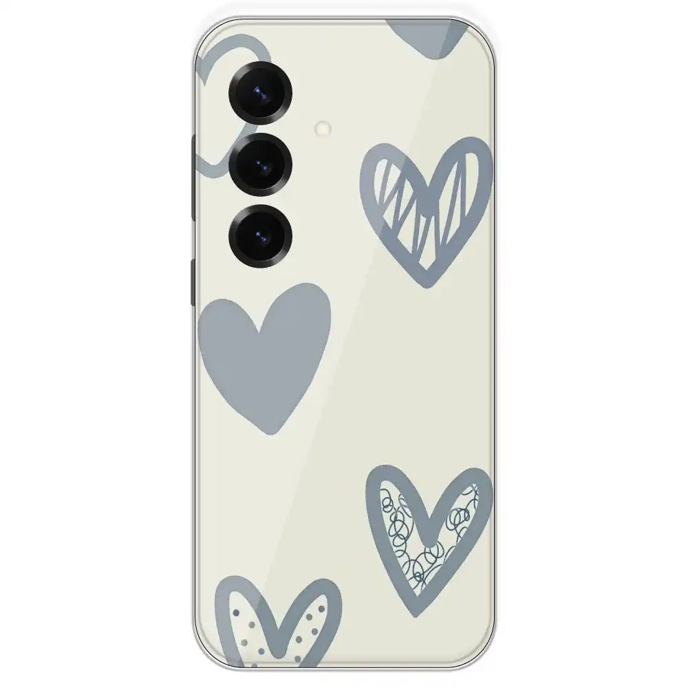 Light Blue Hearts - Printed Silicone Case For Samsung Galaxy S25 Plus
