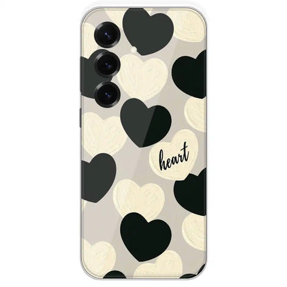 Black And White Heart - Printed Silicone Case For Samsung Galaxy S25 Plus