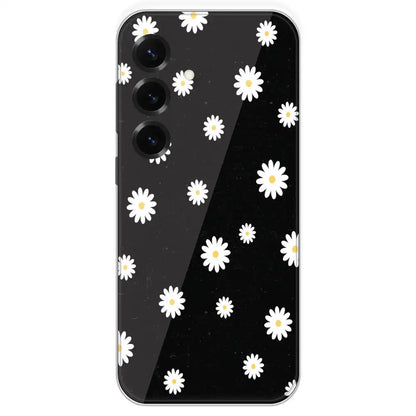 White And Black Flower - Printed Silicone Case For Samsung Galaxy S25 Plus