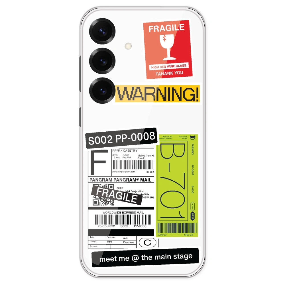 Fragile Labels - Clear Printed Silicone Case For Samsung Galaxy S25 Plus