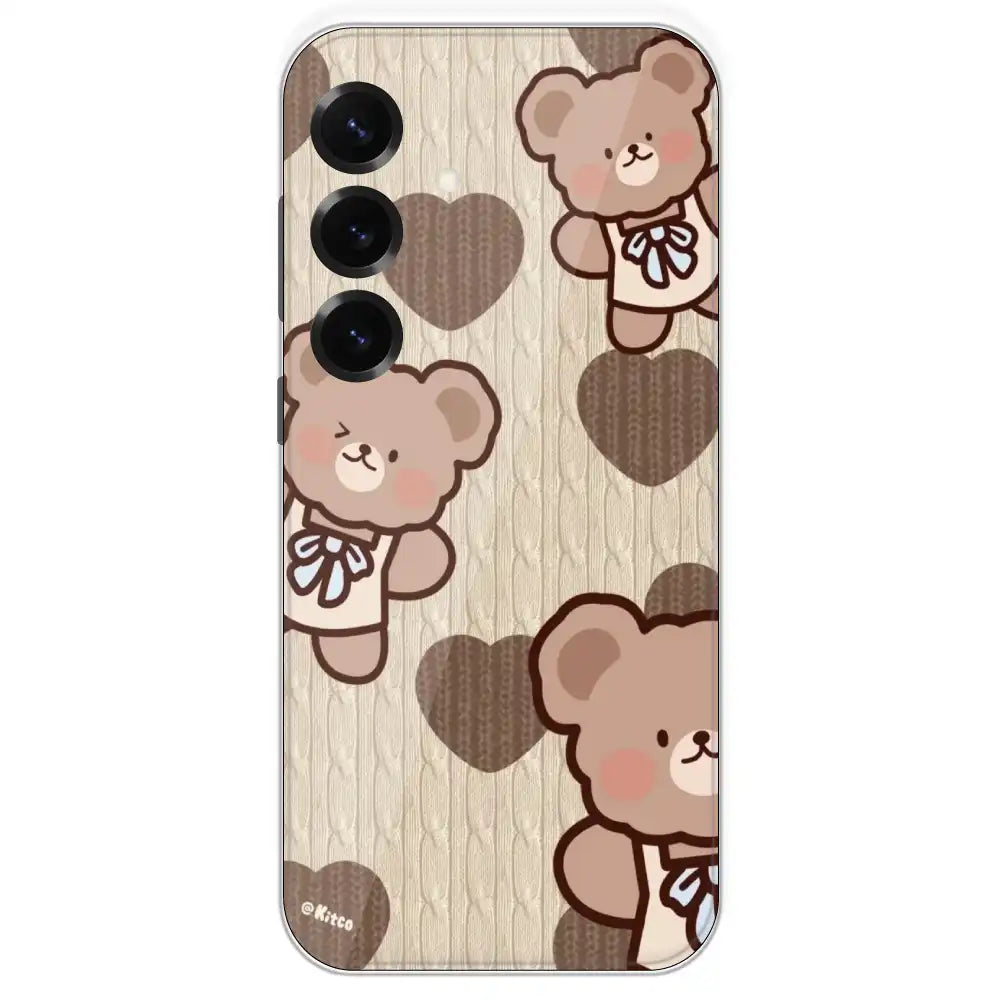 Teddy Heart - Printed Silicone Case For Samsung Galaxy S25 Plus