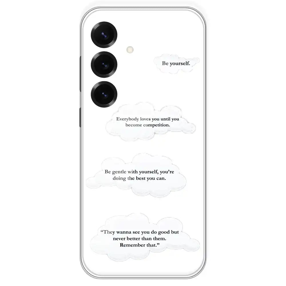 Quotes And Clouds - Clear Printed Silicone Case For Samsung Galaxy S25 Plus