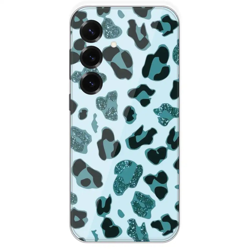 Blue Leopard Glitter Print - Printed Silicone Case For Samsung Galaxy S25 Plus