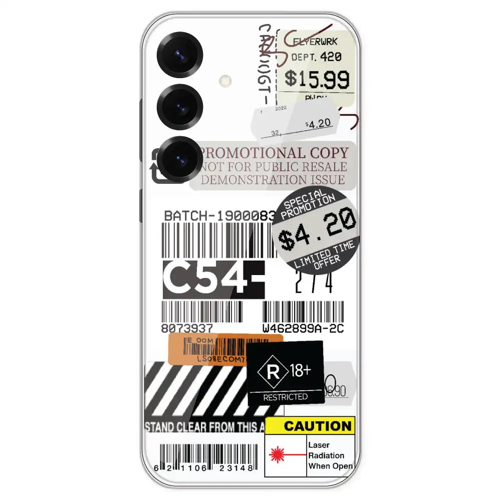 Labels - Clear Printed Silicone Case For Samsung Galaxy S25 Plus