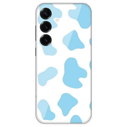 Blue Cow Print - Clear Printed Silicone Case For Samsung Galaxy S25 Plus
