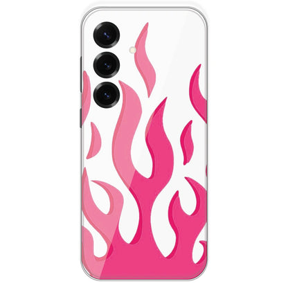 Pink Flames - Clear Printed Silicone Case For Samsung Galaxy S25 Plus