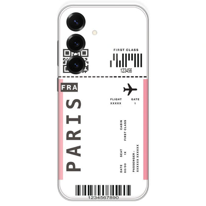 Paris Ticket - Clear Printed Silicone Case For Samsung Galaxy S25 Plus
