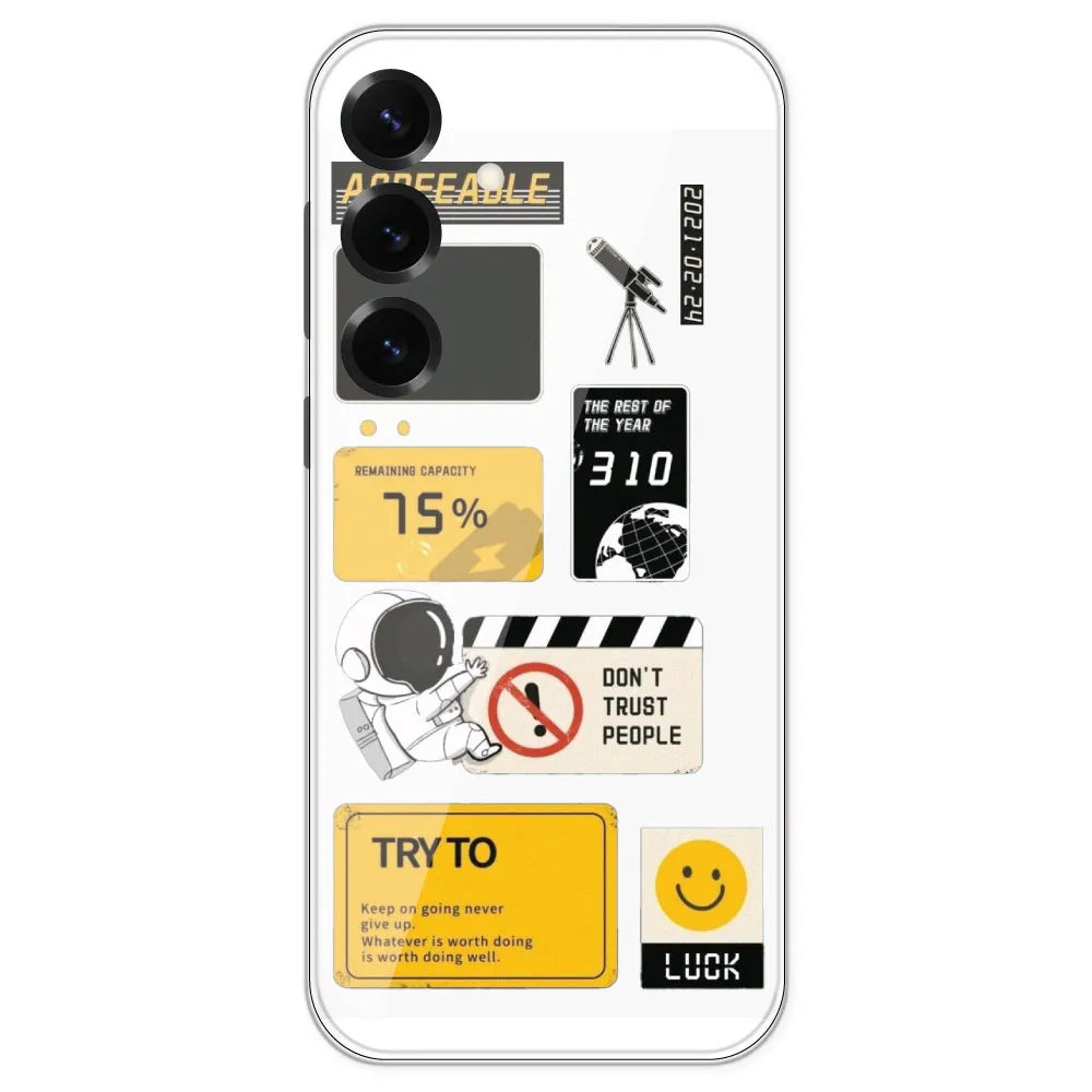 Space - Clear Printed Silicone Case For Samsung Galaxy S25 Plus