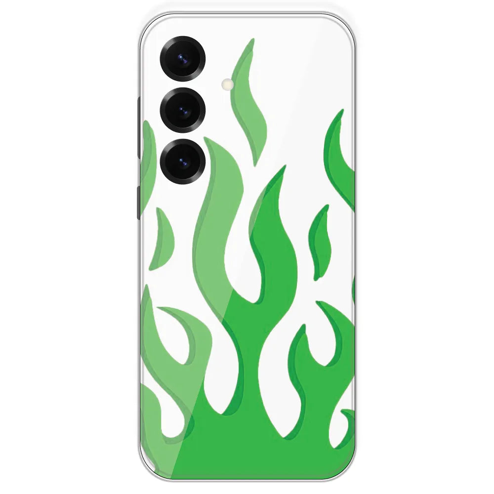 White Aesthetic Flame - Clear Printed Silicone Case For Samsung Galaxy S25 Plus