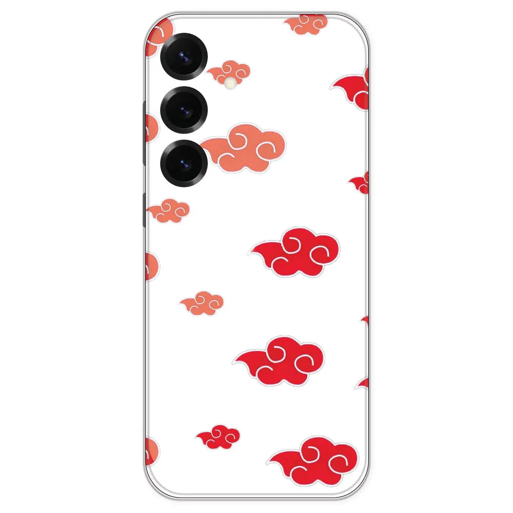 Red Clouds - Clear Printed Silicone Case For Samsung Galaxy S25 Plus