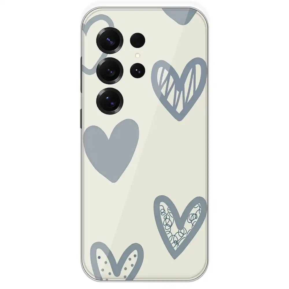 Light Blue Hearts - Printed Silicone Case For Samsung Galaxy S25 Ultra